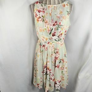 db 1962 NWOT Pale Green Pleated Front Bodice Floral Sleeveless Dress Size 10
